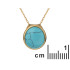 Ciondolo con turchese ovale, in argento dorato 925, altezza 1,3 cm
