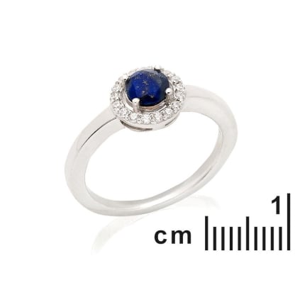 Anillo con lapislázuli y óxido de circonio, en plata 925 rodiada