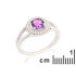 Ring with amethyst and zirconium oxide, in rhodium-plated silver 925