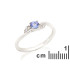 Bague avec tanzanite bleue naturelle, en argent rhodié 925