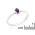 Anillo con amatista violeta natural, en plata 925 rodiada