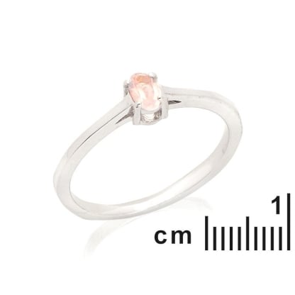 Anello con quarzo rosa naturale, in argento 925 rodiato