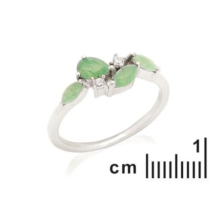 Ring with natural green aventurine, in 925 rhodium silver