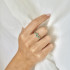 Ring with natural green aventurine, in 925 rhodium silver