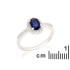 Anello ovale con zaffiro e ossido di zirconio, in argento 925 rodiato