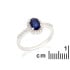 Bague ovale avec saphir et oxyde de zirconium, en argent rhodié 925