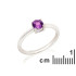 Bague ronde avec améthyste violette naturelle, en argent rhodié 925
