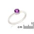 Ronde ring met natuurlijke paarse amethist, in gerhodineerd zilver 925