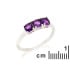 Bague multipierres avec améthyste violette naturelle ronde, en argent rhodié 925