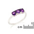 Mehrsteinring mit rundem natürlichem violettem Amethyst, aus rhodiniertem 925er Silber