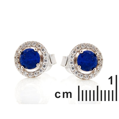 Oorbellen met lapis lazuli en zirkoniumoxide, in 925 gerhodineerd zilver