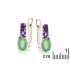 Earrings with aventurine and amethyst, in rhodium-plated silver 925