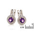 Boucles d'oreilles avec améthyste et oxyde de zirconium, en argent rhodié 925