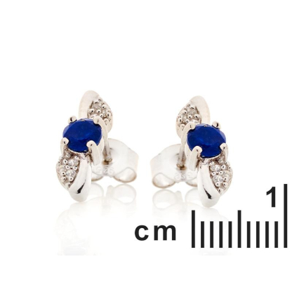 Boucles d'oreilles avec lapis-lazuli bleu naturel, en argent rhodié 925