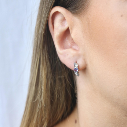 Pendientes con tanzanita azul natural, en plata 925 rodiada