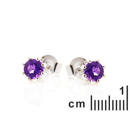 Orecchini con ametista viola naturale, in argento 925 rodiato