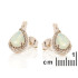 Clous d'oreilles goutte avec opale et oxyde de zirconium, en argent rhodié 925