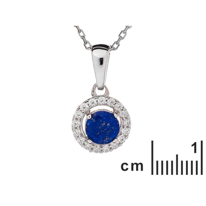Anhänger mit Lapislazuli und Zirkonoxid, 925 rhodiniertes Silber, 0,9+0,7 cm