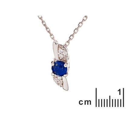 라운드 블루 청금석이 세팅된 펜던트, 925 로듐 도금 실버 소재, 높이 1.4 cm