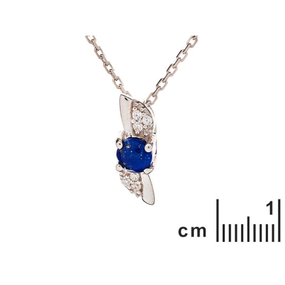 Pendentif avec lapis-lazuli bleu rond, en argent rhodié 925, hauteur 1,4 cm