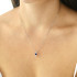 Pendentif avec lapis-lazuli bleu rond, en argent rhodié 925, hauteur 1,4 cm