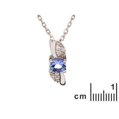 Pendentif avec tanzanite bleue ronde, en argent rhodié 925, hauteur 1,4 cm