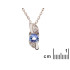 Colgante con tanzanita azul redonda, en plata 925 rodiada, altura 1,4 cm