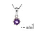 Ciondolo con ametista viola, in argento 925 rodiato, diametro 0,5+0,7 cm