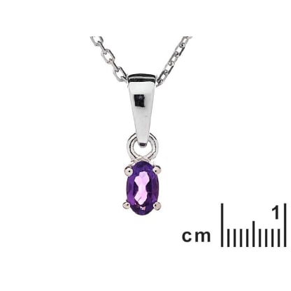 Colgante con amatista violeta, en plata 925 rodiada, altura 0,5+0,7 cm