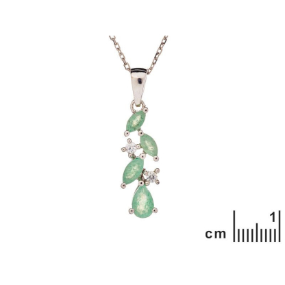 Ciondolo con goccia di avventurina verde, in argento 925 rodiato, altezza 2+0,7 cm