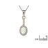 Pandantiv oval cu opal și oxid de zirconiu, din argint 925 placat cu rodiu