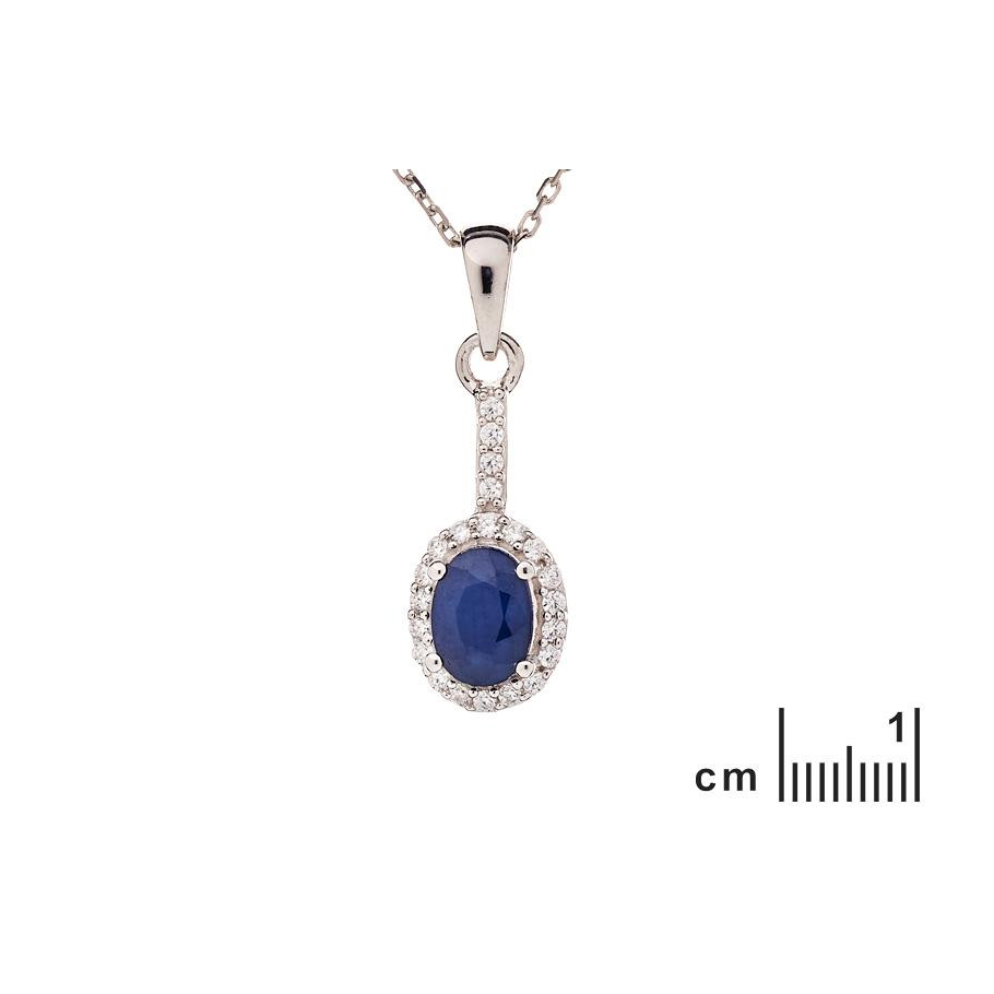Pendentif En Argent 925 Serti D'un Saphir Et D'un Zircon - Bijou Occasion Argenté