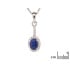 Pandantiv oval cu safir și oxid de zirconiu, din argint 925 placat cu rodiu