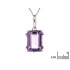 Pendentif rectangulaire avec améthyste violette naturelle, en argent rhodié 925