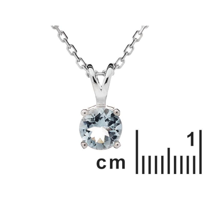 Ronde hanger met natuurlijk blauwe aquamarijn, in gerhodineerd zilver 925