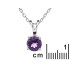 Ciondolo tondo con ametista viola naturale tonda, in argento 925 rodiato