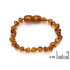 Bracelet bébé avec ambre cognac, fermoir vis, 12-13 cm