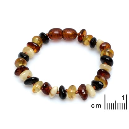 Pulseira para bebés com âmbar multicolorido, fecho de rosca, comprimento 12-13 cm