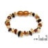 Çok renkli amber parçacıklı, vidalı tokalı, uzunluk 12-13 cm bebek bilekliği
