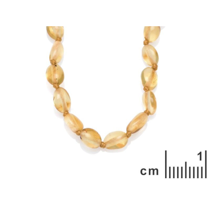 Collier enfant avec ambre miel olive, fermoir vis, longueur 32 - 33 cm