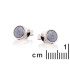 Stud earrings with round doublet blue opal, in 925 rhodium silver