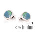 Cercei tip dublet cu opal albastru rotund, din argint 925 rodiu