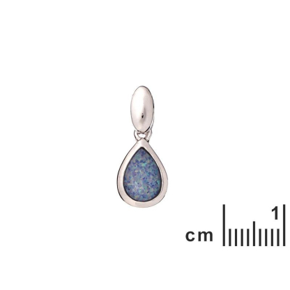 Pendente goccia doppietto opale blu, argento 925 rodiato, altezza 0,9+0,6 cm