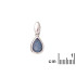 Pendente goccia doppietto opale blu, argento 925 rodiato, altezza 0,9+0,6 cm