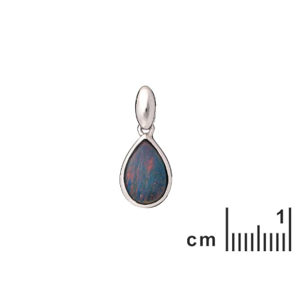 Pandantiv picătură dublu opal albastru, argint placat cu rodiu 925, înălțime 1+0,7 cm
