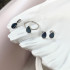 Ring with blue opal doublet from Australia drop, in rhodium silver 925