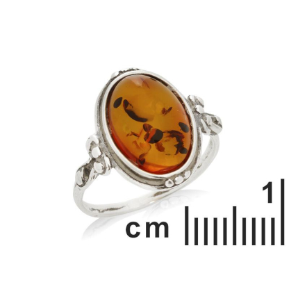 Ring mit ovalem Ostsee-Cognac-Bernstein, gefertigt aus gealtertem Silber 925