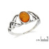Ring with natural cognac amber from the Baltic Sea, in aged 925 silver