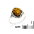 Anillo con ámbar verde natural del Mar Báltico ovalado, en plata envejecida 925