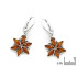 Boucles d'oreilles fleur avec ambre cognac naturel, en argent rhodié 925